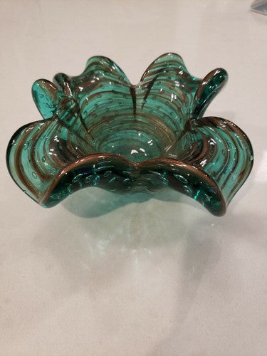 Murano Art Glass Multi-Color and Controlled Bubble Free Form Bowl, c.1950