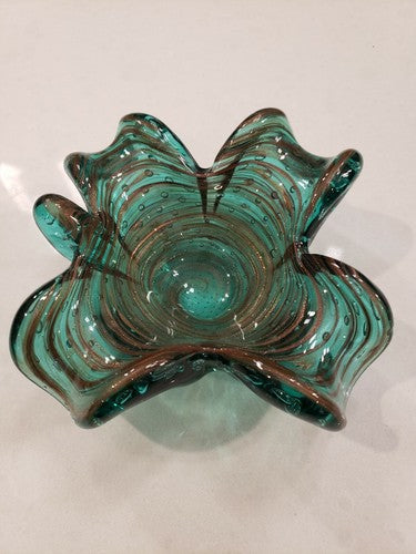 Murano Art Glass Multi-Color and Controlled Bubble Free Form Bowl, c.1950