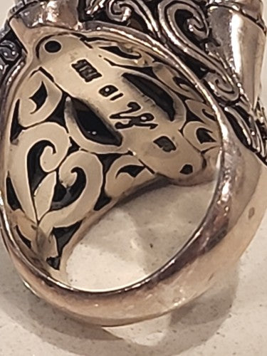 Byzantine Sterling Silver 18kt Statement Ring Gemstones Cocktail