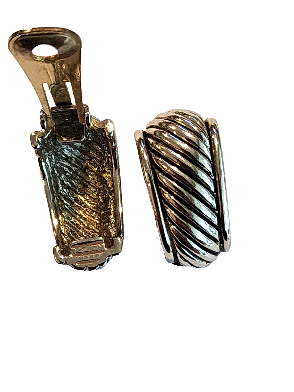 Silver Tone Cable Collectibles Huggie Hoop Earrings