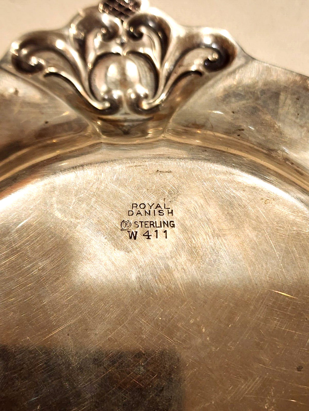 RARE INTERNALTIONAL ROYAL DANISH  STERLING SILVER W411 17" TRAY