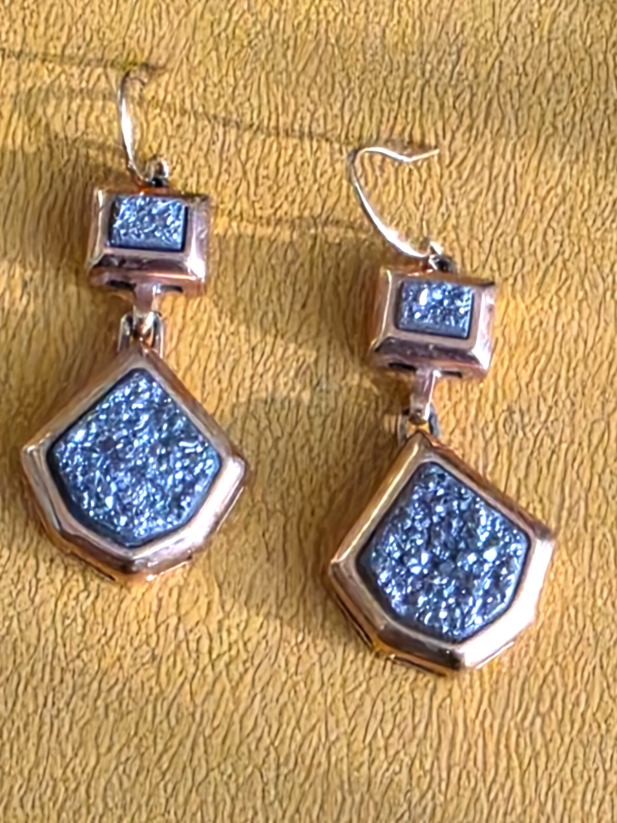 Marcia Moran Rounded Goldtone Druzy Earrings