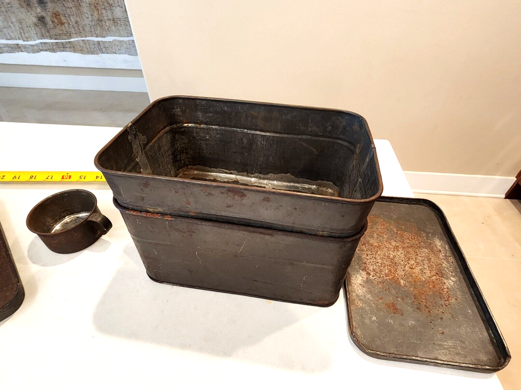 Antique Miners Railroad Metal Lunchbox Complete HTF VGC