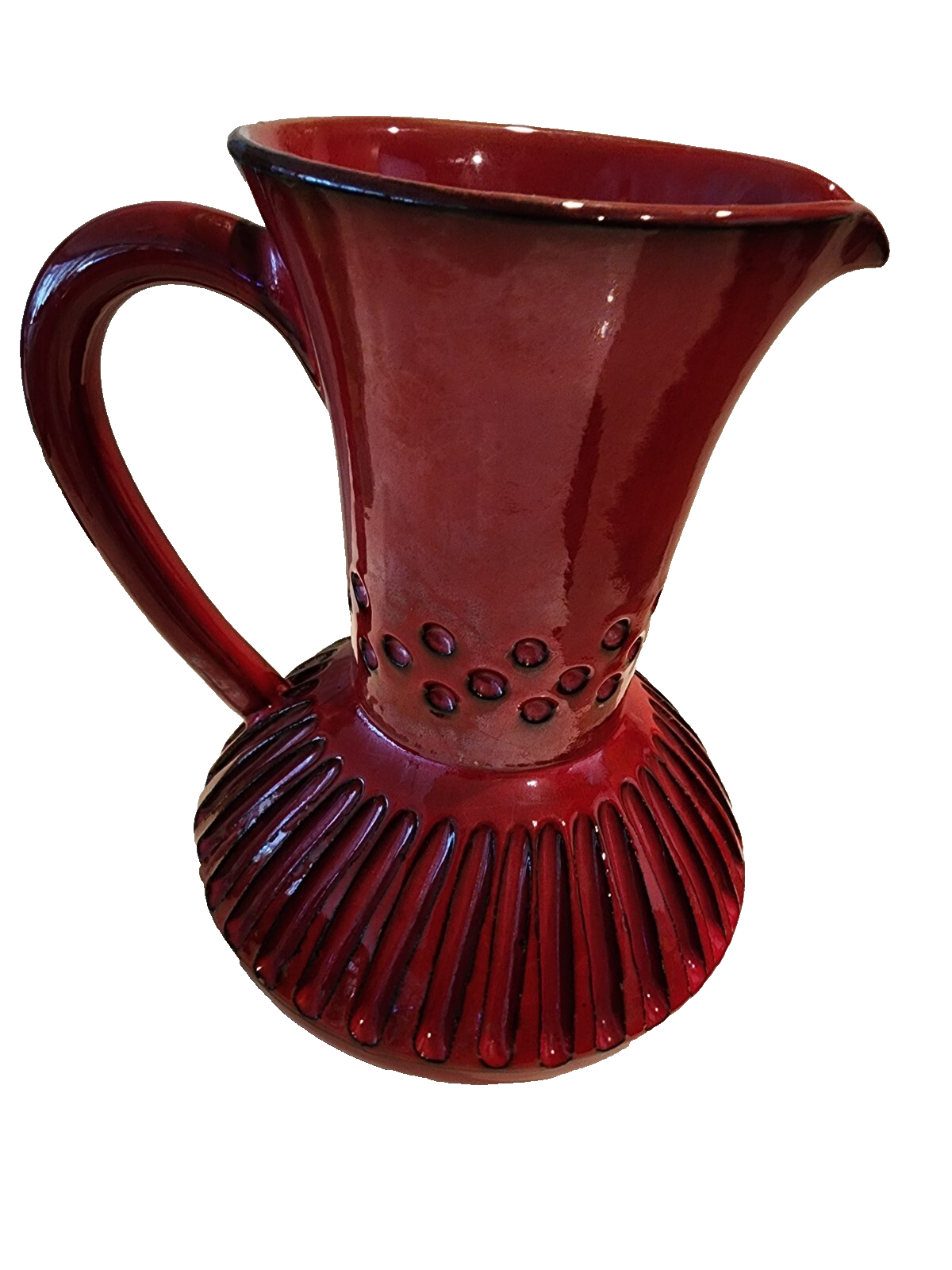 Rosenthal Netter Ceramic Pitcher Red Italian Vintage Signed with Handle 10"
