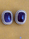Vintage Givenchy Paris New York Faux Amethy Clipon Earrings Gold Tone Rope Signe