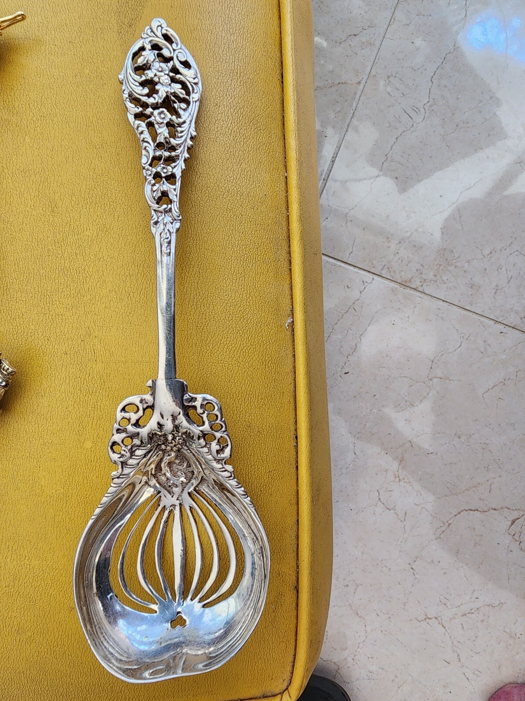 Heavy Sterling Silver Elegant Slotted Serving Spoon Excellent Condition