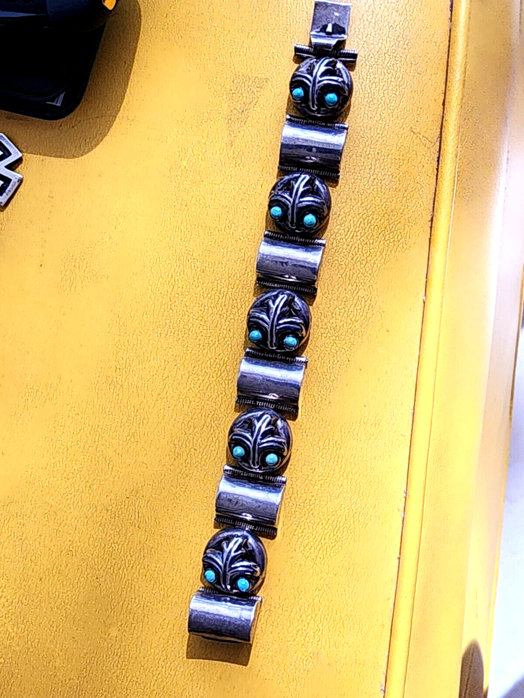Vintage Mexican .925 Sterling Silver BRACELET with Blue Turquoise Stones