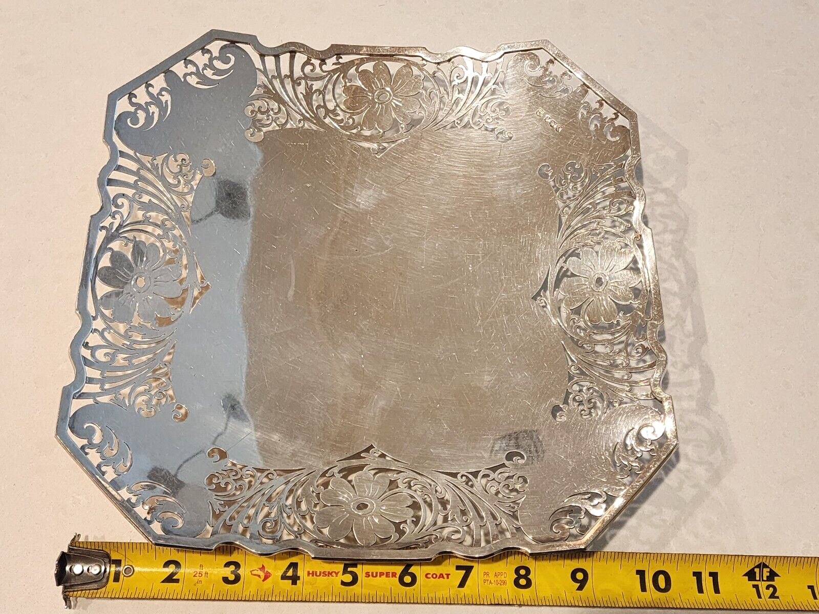 Antique Cooper Brothers & Sons Sterling Silver Floral Tray 11 Inch