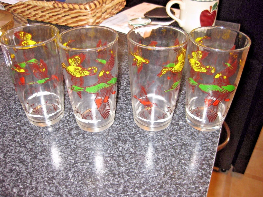 Set of 4 Mid century Modern Bar Ware in the Hunting Duck Design bought at Orvis