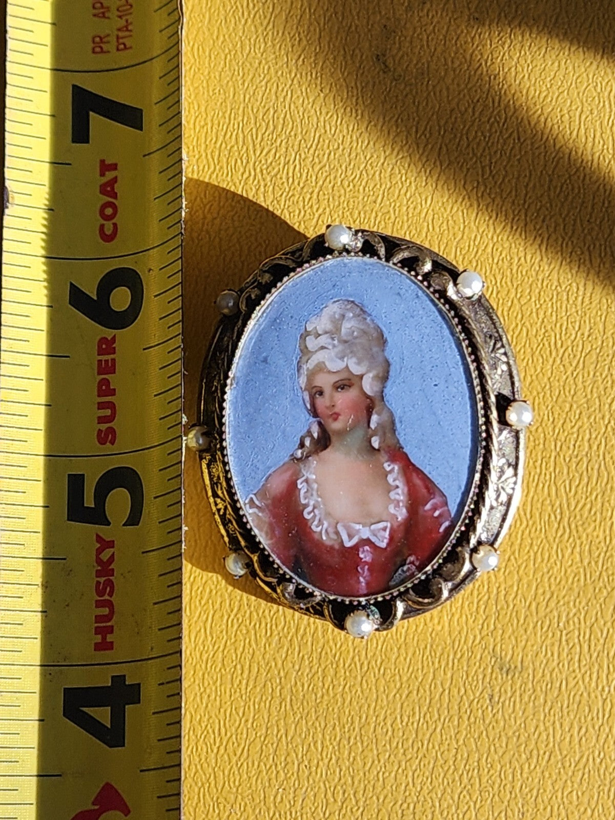 Antique Hand Painted Miniature Brooch/Pendant Seeded Pearls