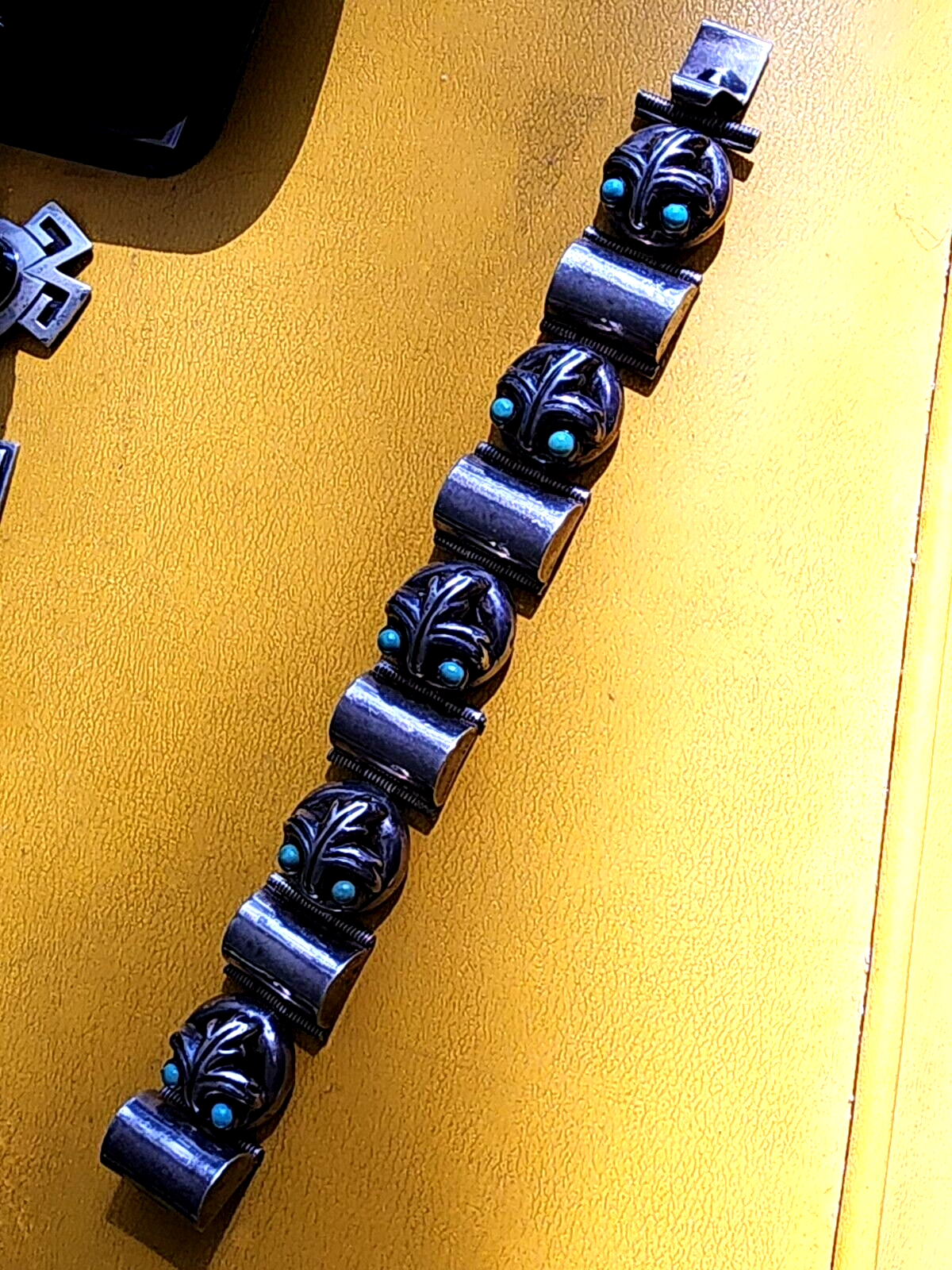 Vintage Mexican .925 Sterling Silver BRACELET with Blue Turquoise Stones