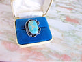 Midcentury Modern Sterling Silver & Turquoise Ring Size 5