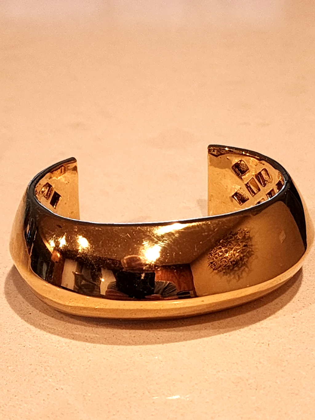 Designer signed St John Chunky Gold Cuff Bracelet Classic Piece