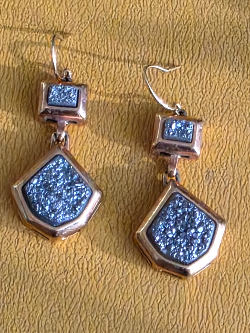 Marcia Moran Rounded Goldtone Druzy Earrings