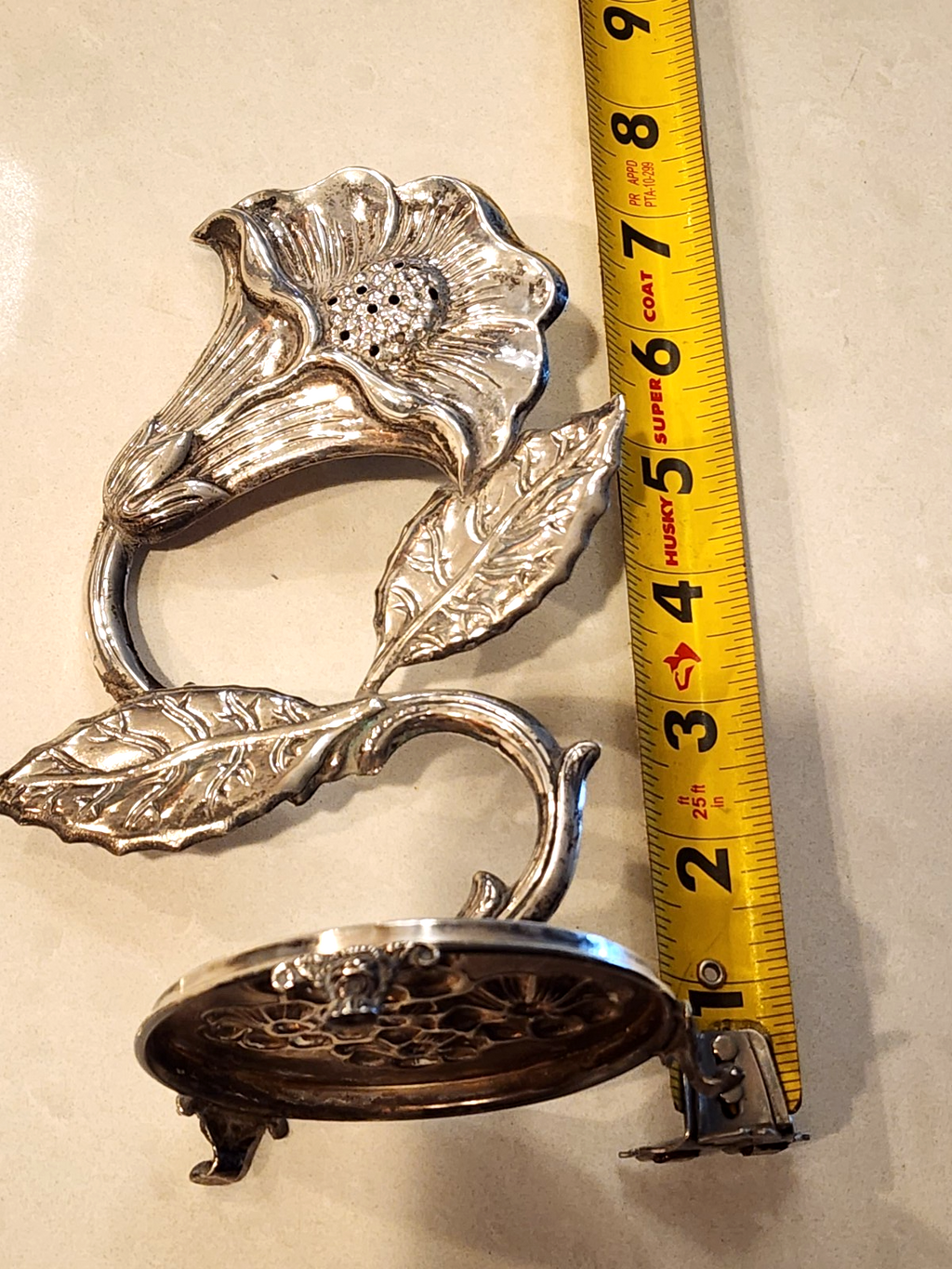 Sterling Silver Judaica  Dazor M Spice Box Flower Marked 925