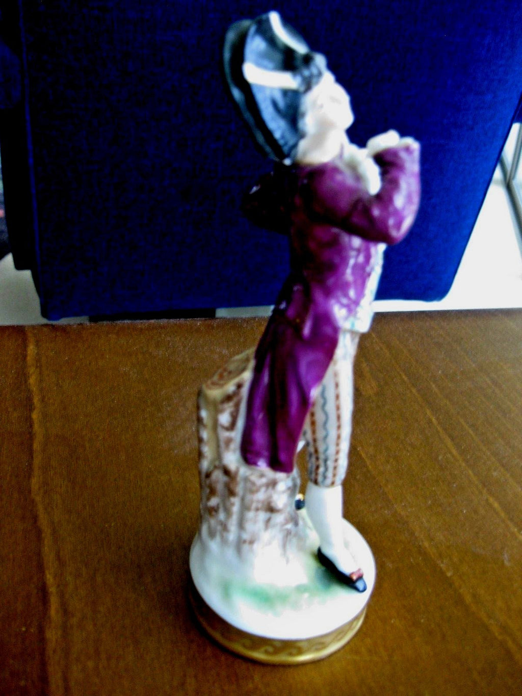 Antique German Porcelain Man Figurine Holding Bouquet of Flowers