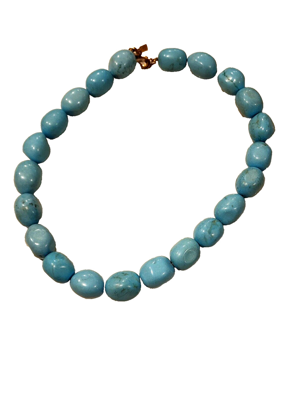 Kenneth Jay Lane Large 20" Turquoise Beads Necklace Hand knotted Sky Blue