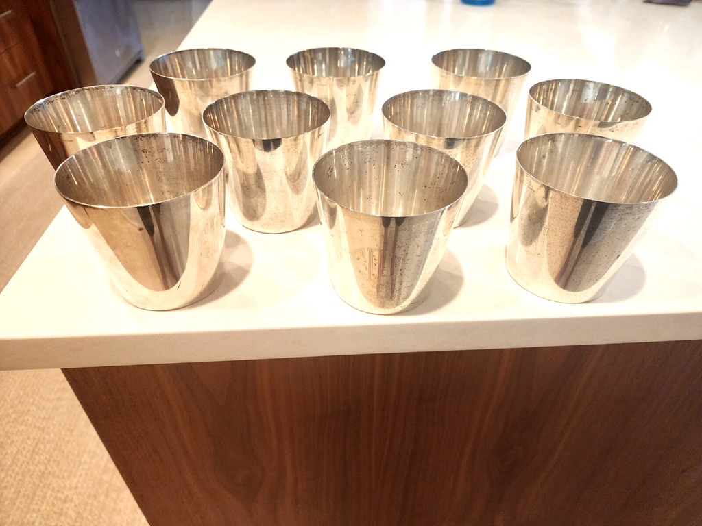 Set of 10 Sterling Silver TIFFANY & CO Mint Julep Cups Monogrammed