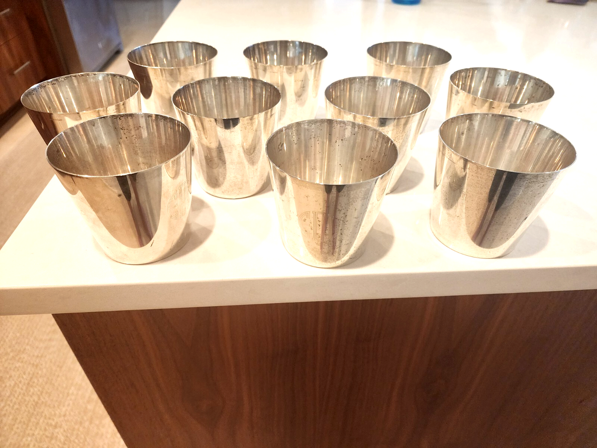 Set of 10 Sterling Silver TIFFANY & CO Mint Julep Cups Monogrammed