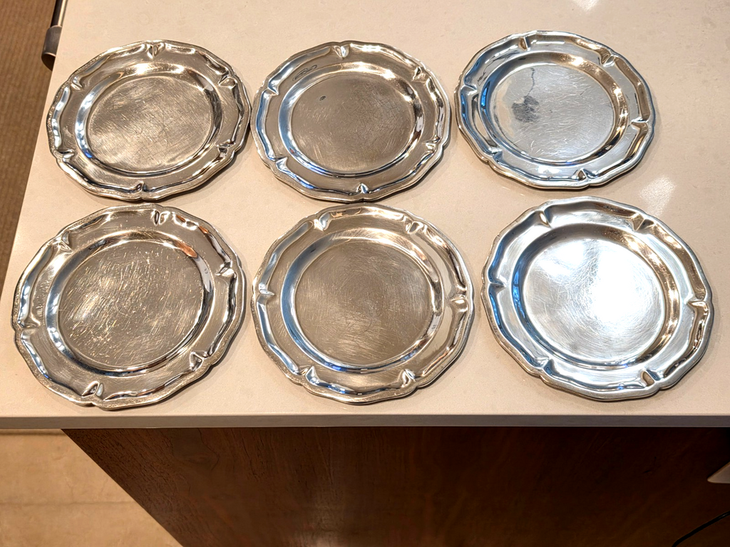 Set of 6 Juvention Lopez Reyes Mexican Sterling Silver 7" Desert Plates