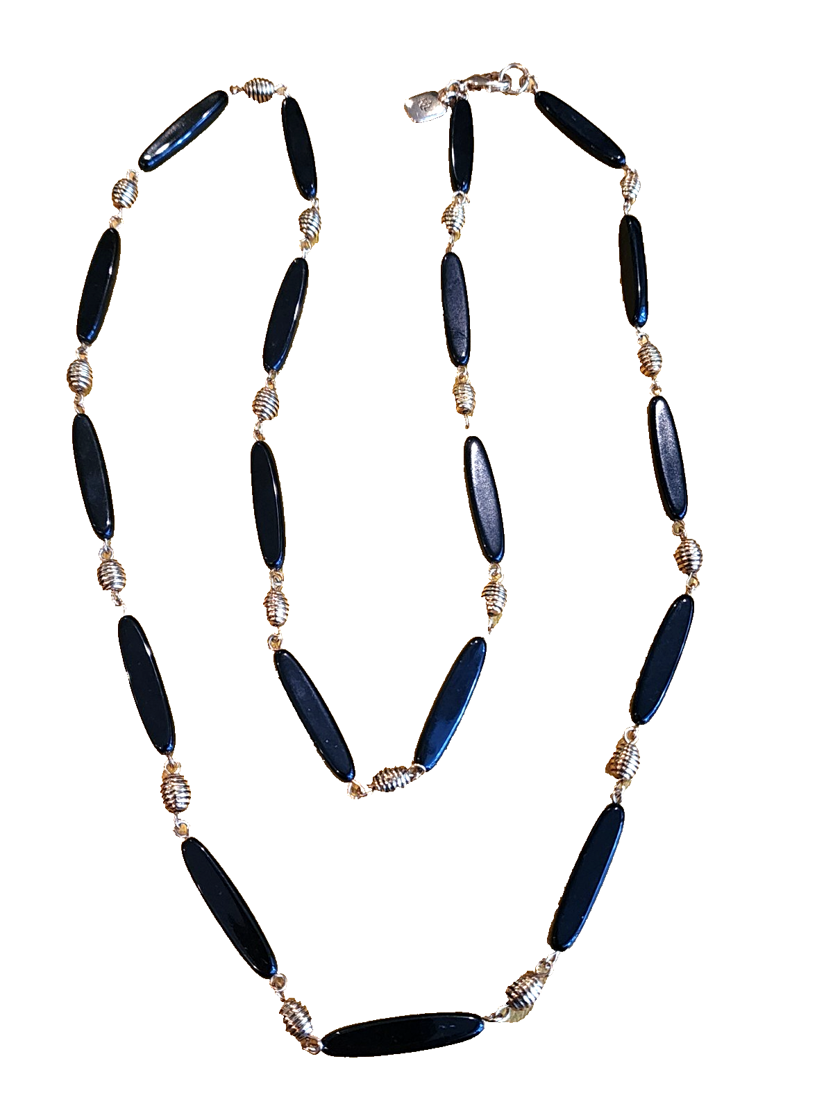 RALPH LAUREN RLL Black Lucite And Gold Tone Metal Beads