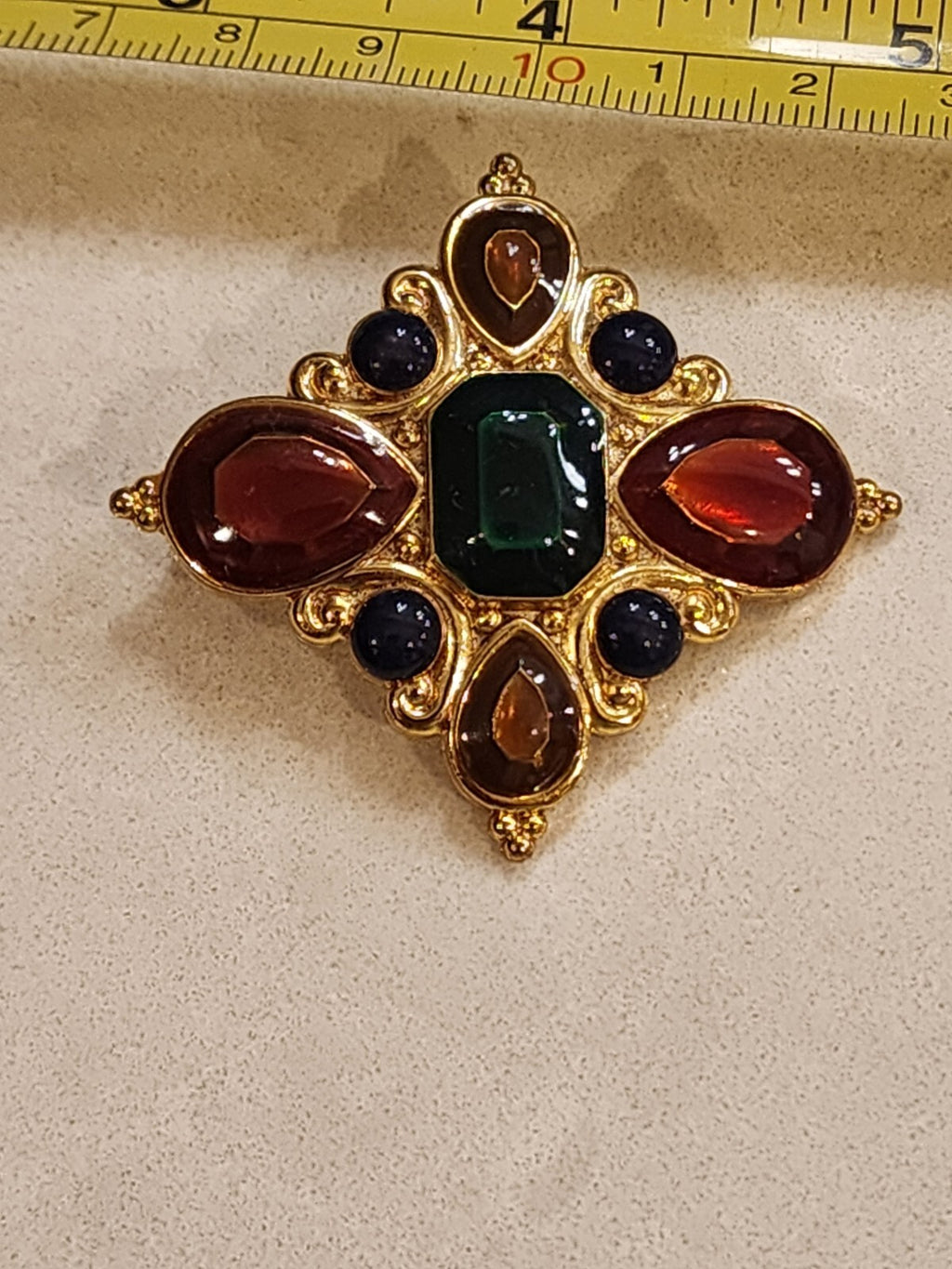 Jay Strongwater Gold Tone Scarf Brooch Pendant, Holiday Christmas Festive