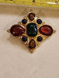 Jay Strongwater Gold Tone Scarf Brooch Pendant, Holiday Christmas Festive