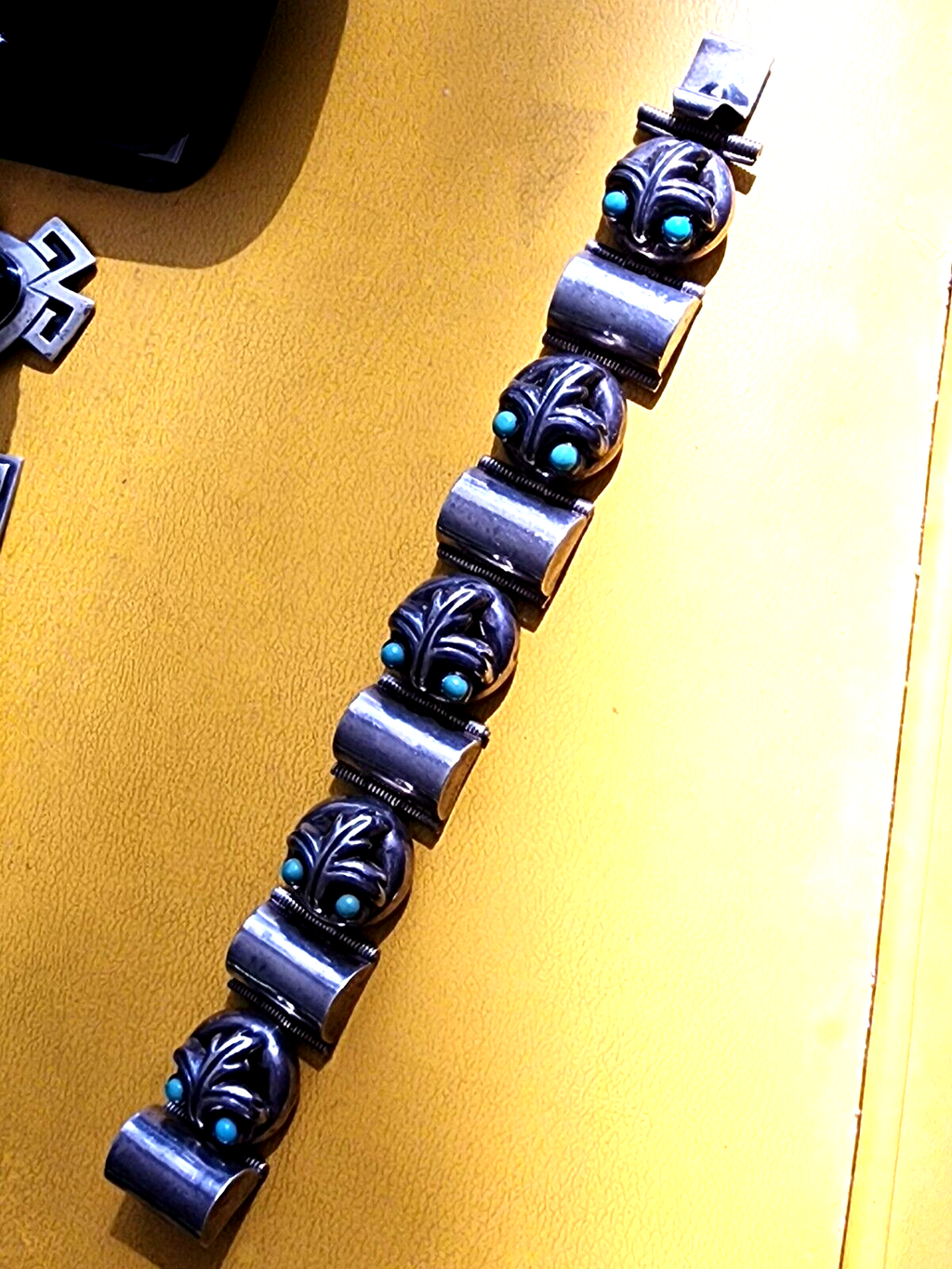 Vintage Mexican .925 Sterling Silver BRACELET with Blue Turquoise Stones