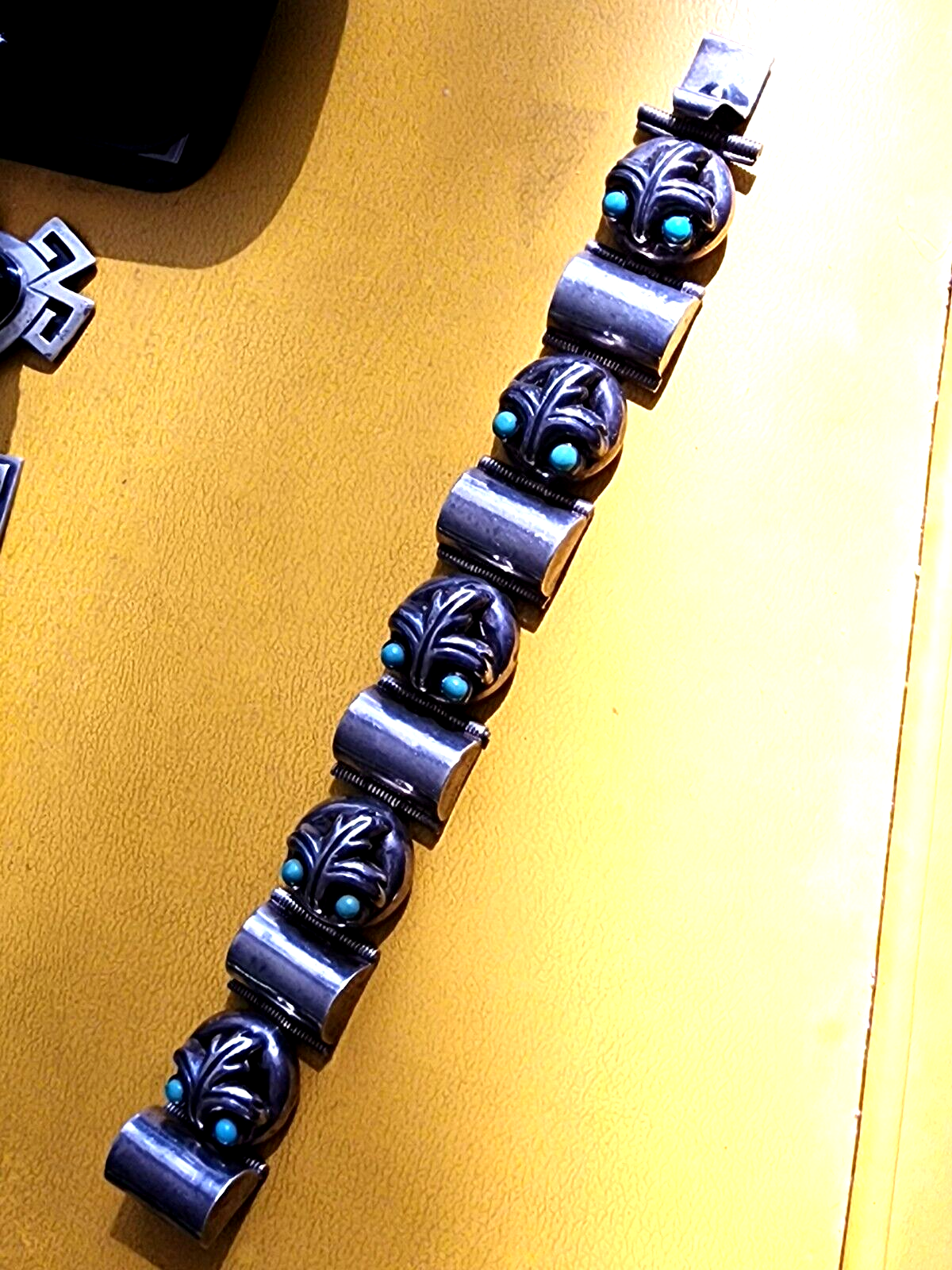 Vintage Mexican .925 Sterling Silver BRACELET with Blue Turquoise Stones
