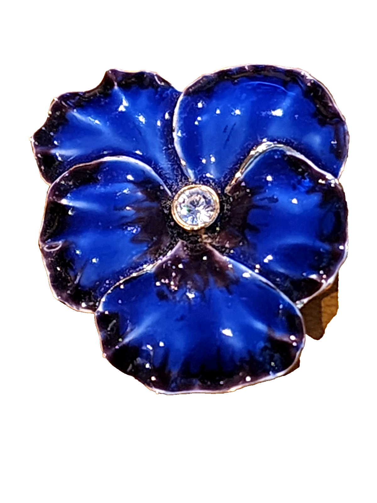 Enormous Metallic Blue E. Pearl Signed Vintage Figural Flower Brooch