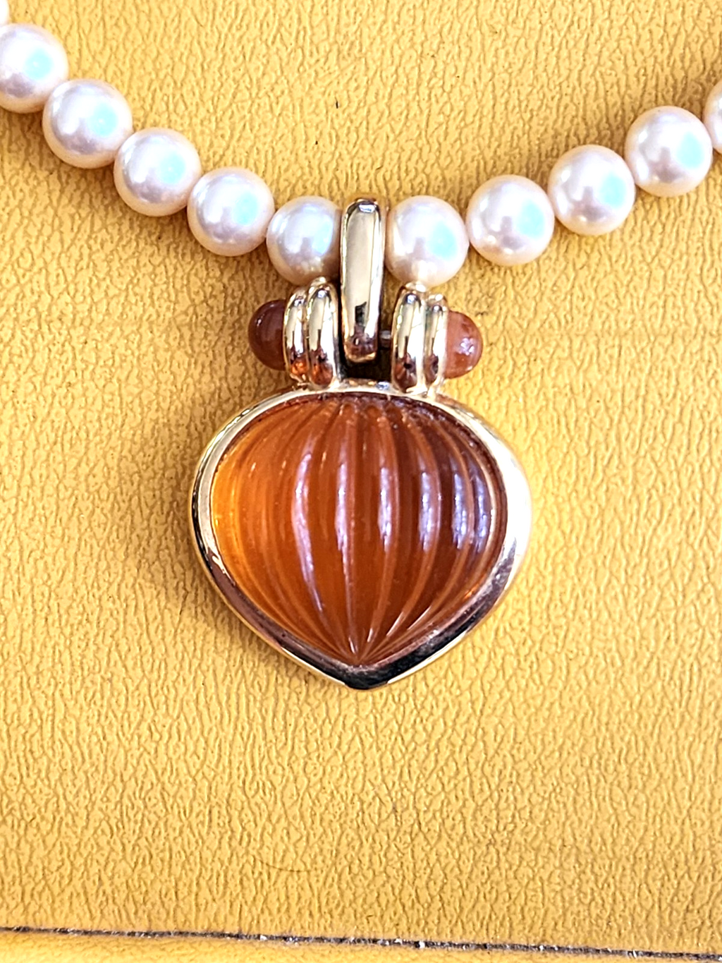 Ultima Edizione Vintage Pearl And Faux Carnelian Necklace & Earring Set