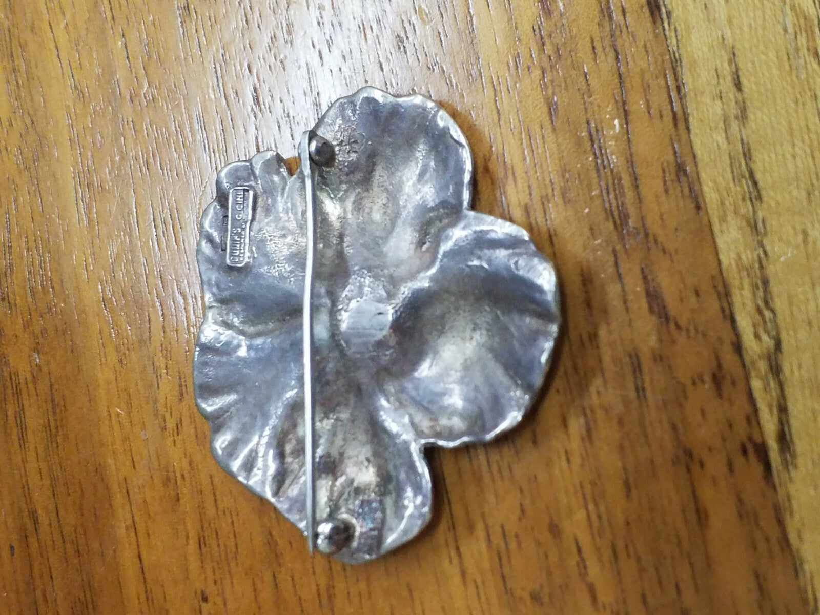 Vintage Gumps Guglielmo Cini Sterling Silver Hawaiian Hibiscus Flower Brooch