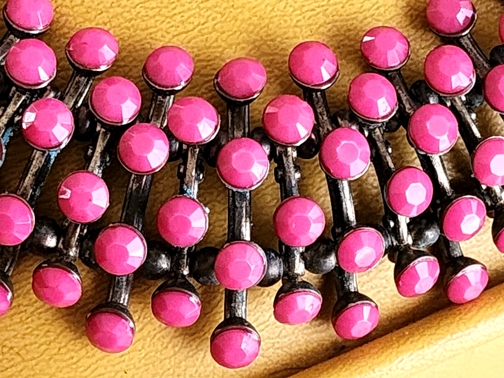 Vintage Midcentury Pink Ball Copper Choker Necklace