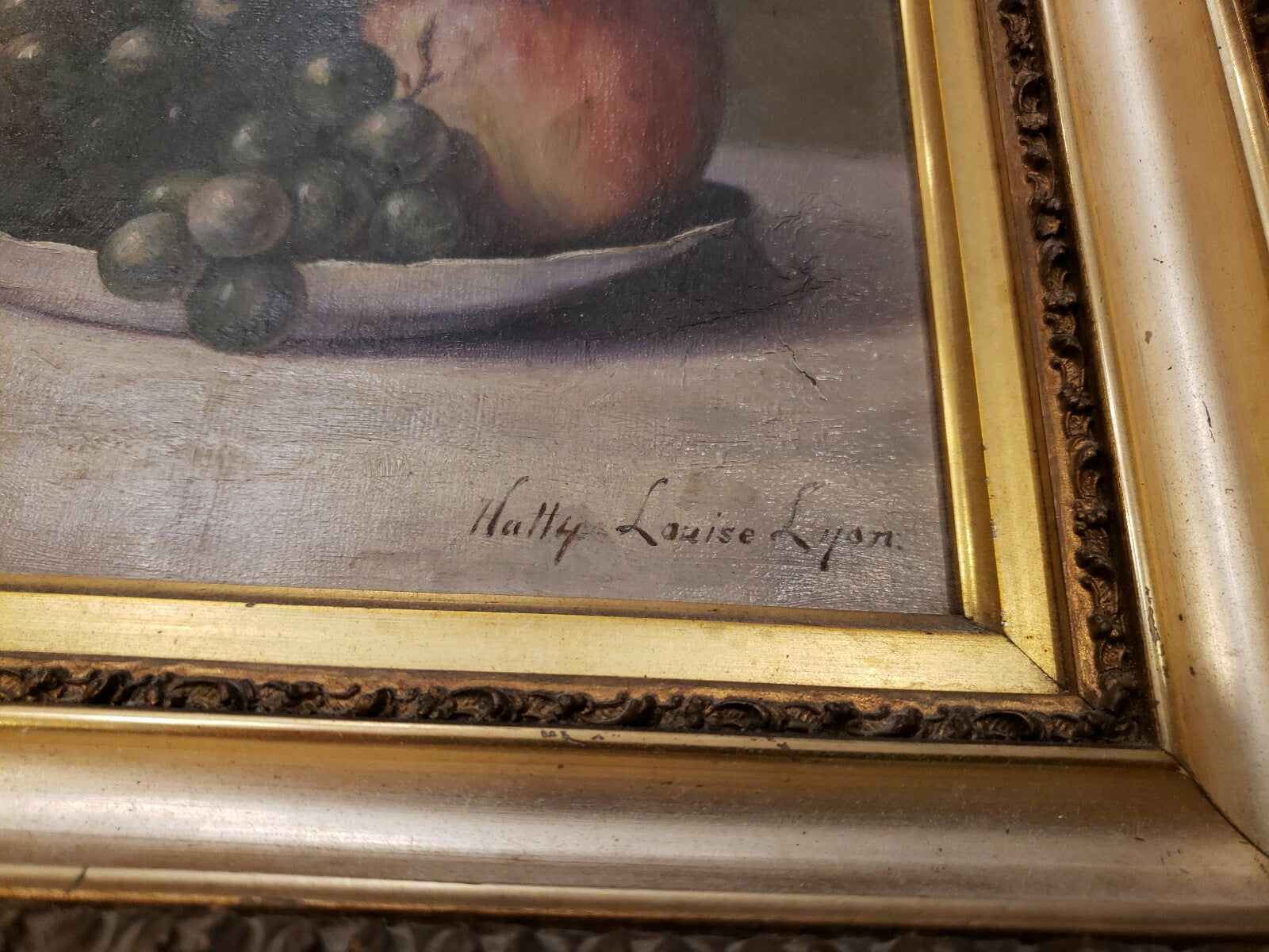 Antique Hally Louise Lyon Hand Painted Art 14 x 11.5"