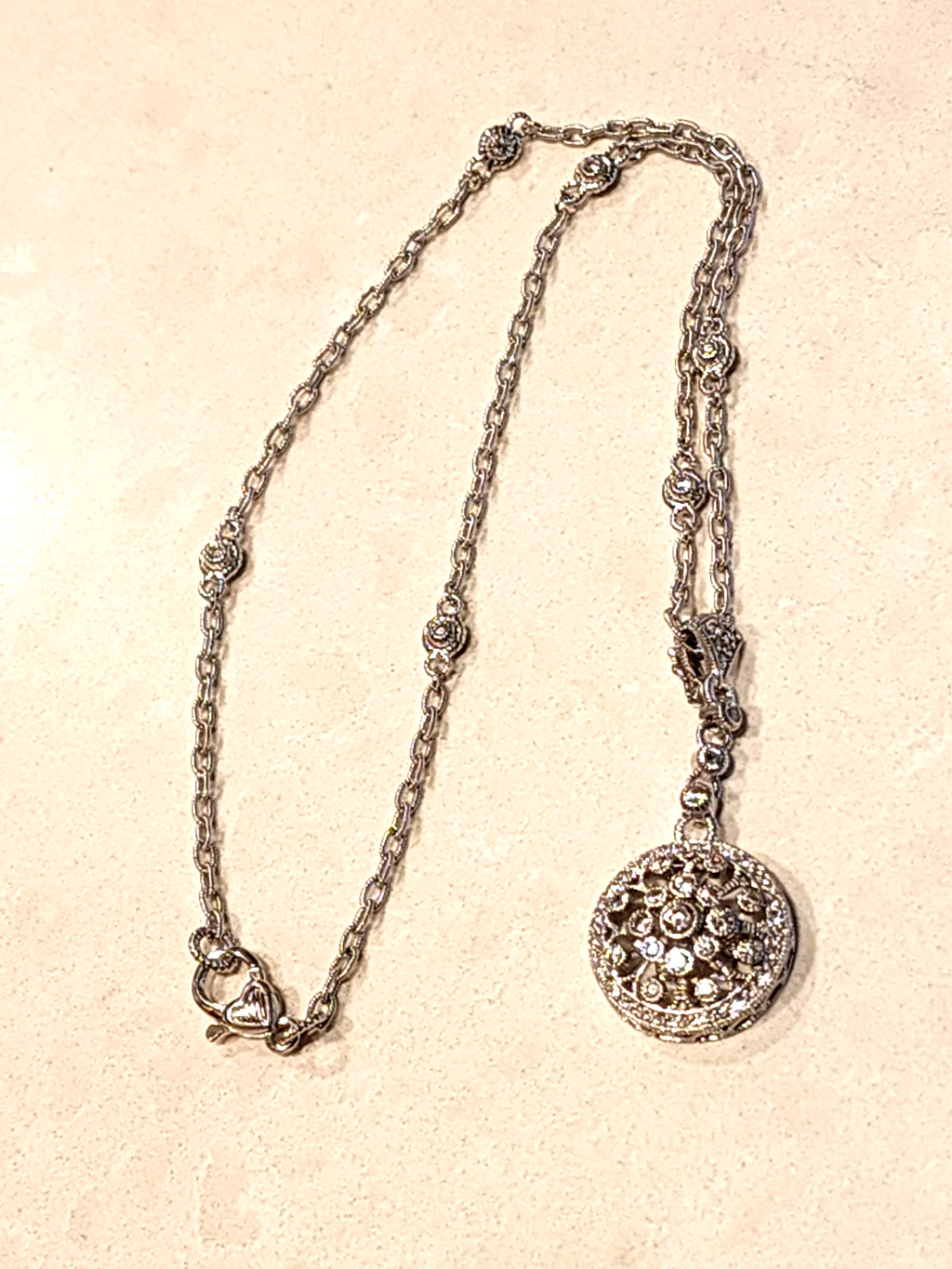 Judith Ripka Diamonique Sterling Silver Drop Pendant Necklace