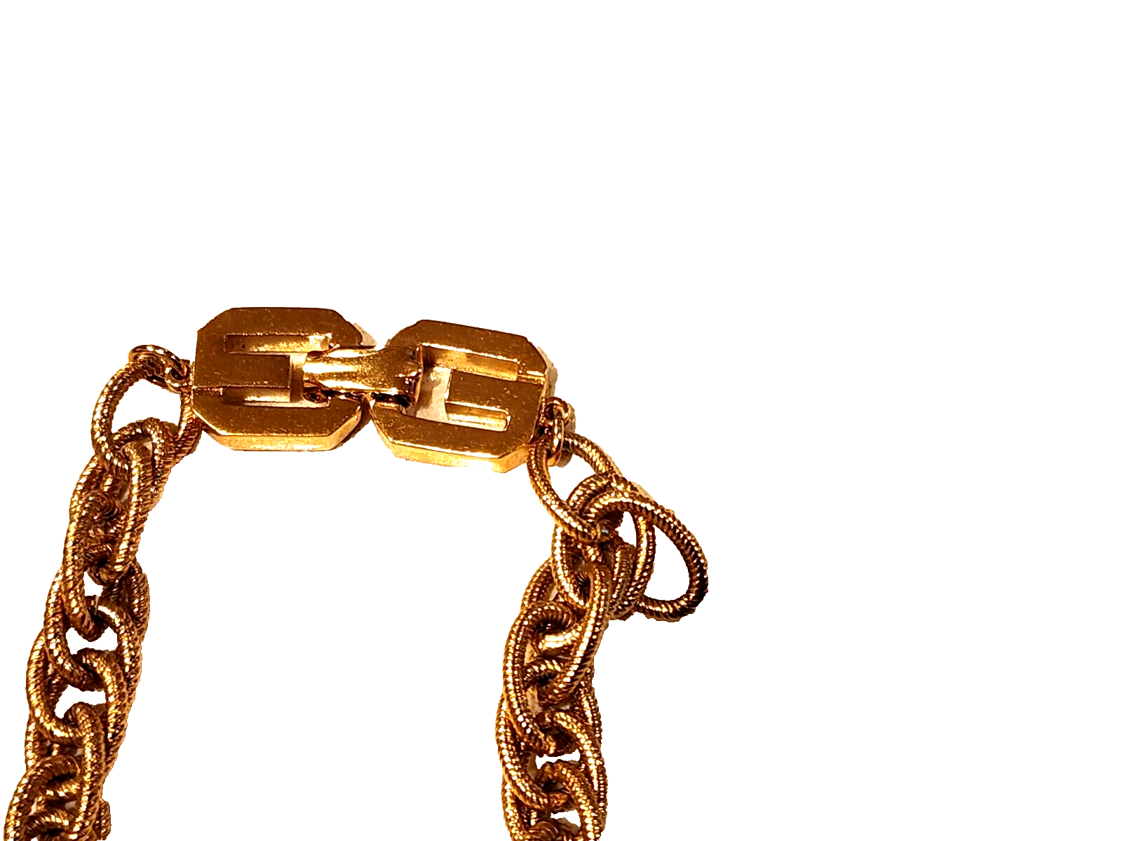 1977 Signed GIVENCHY White Beaded Necklace Gold Tone Chain