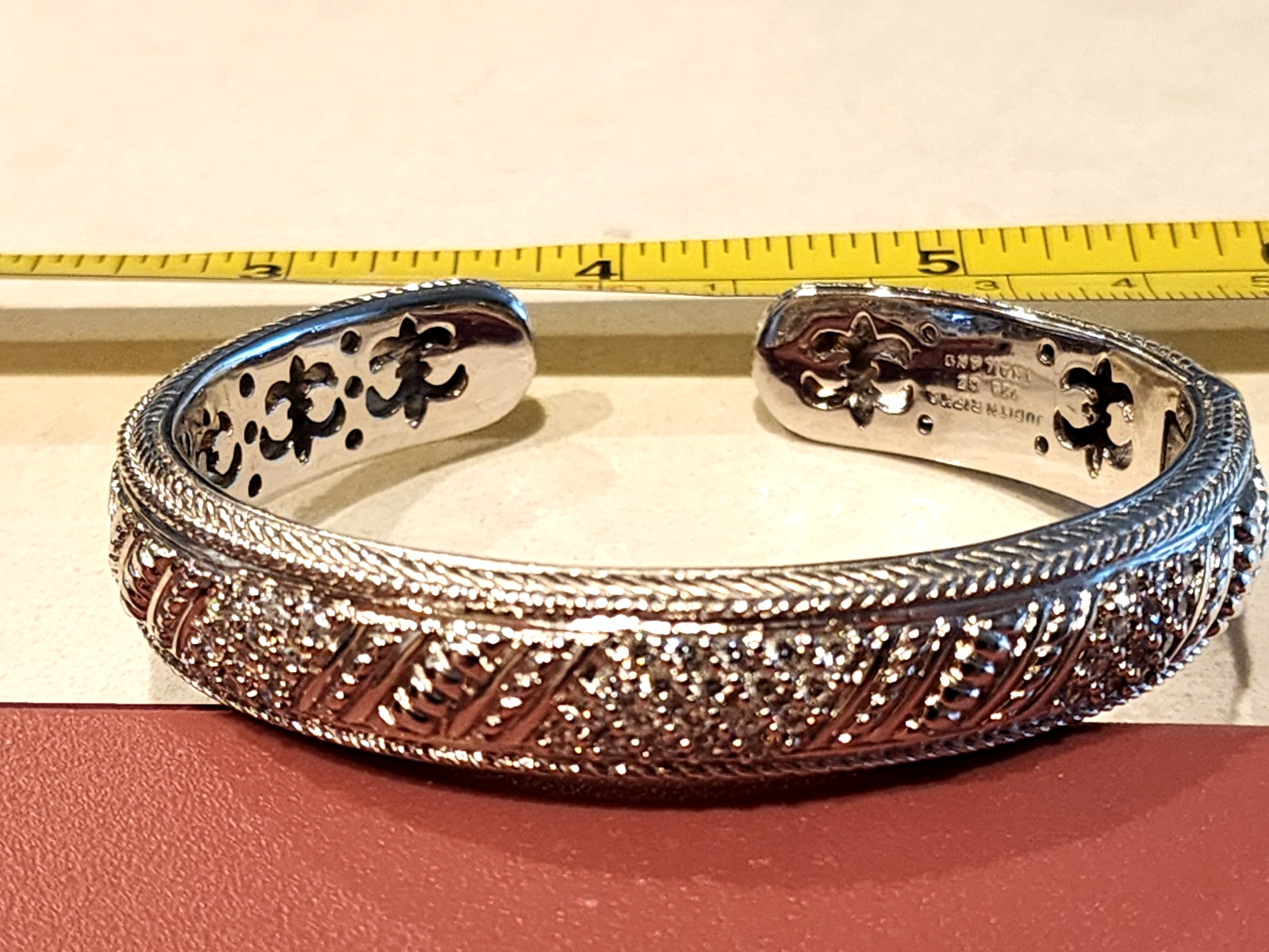 Judith Ripka Jewelry Sterling Silver CZ Cubic Zirconia Cable Cuff Bracelet