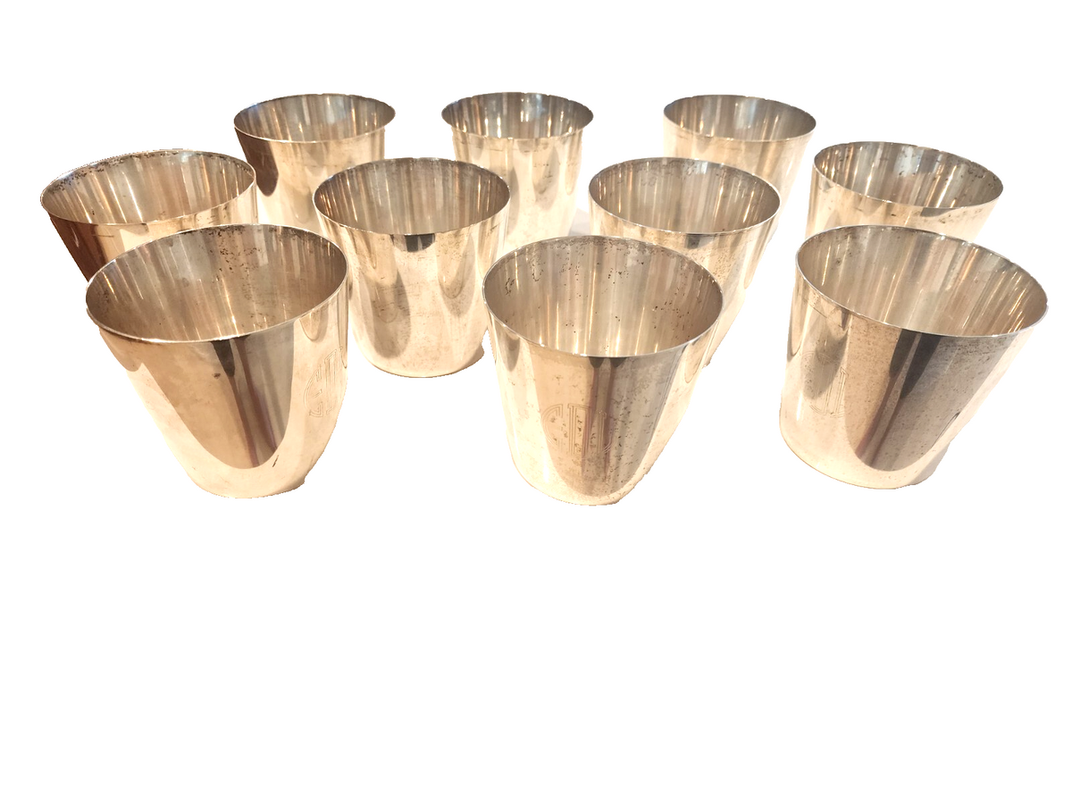 Set of 10 Sterling Silver TIFFANY & CO Mint Julep Cups Monogrammed