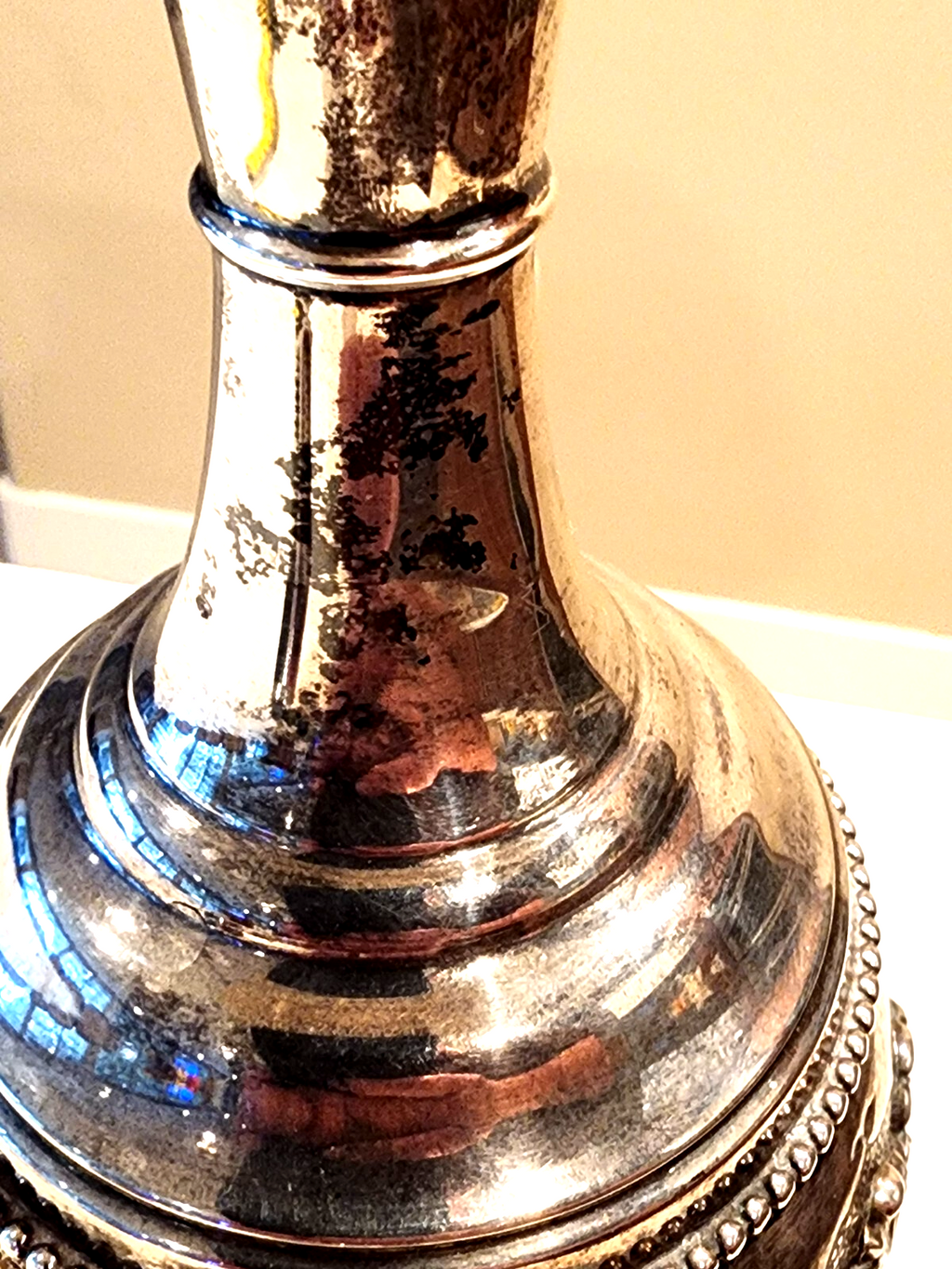 Antique Judaica Sterling Silver Liquor Bottle