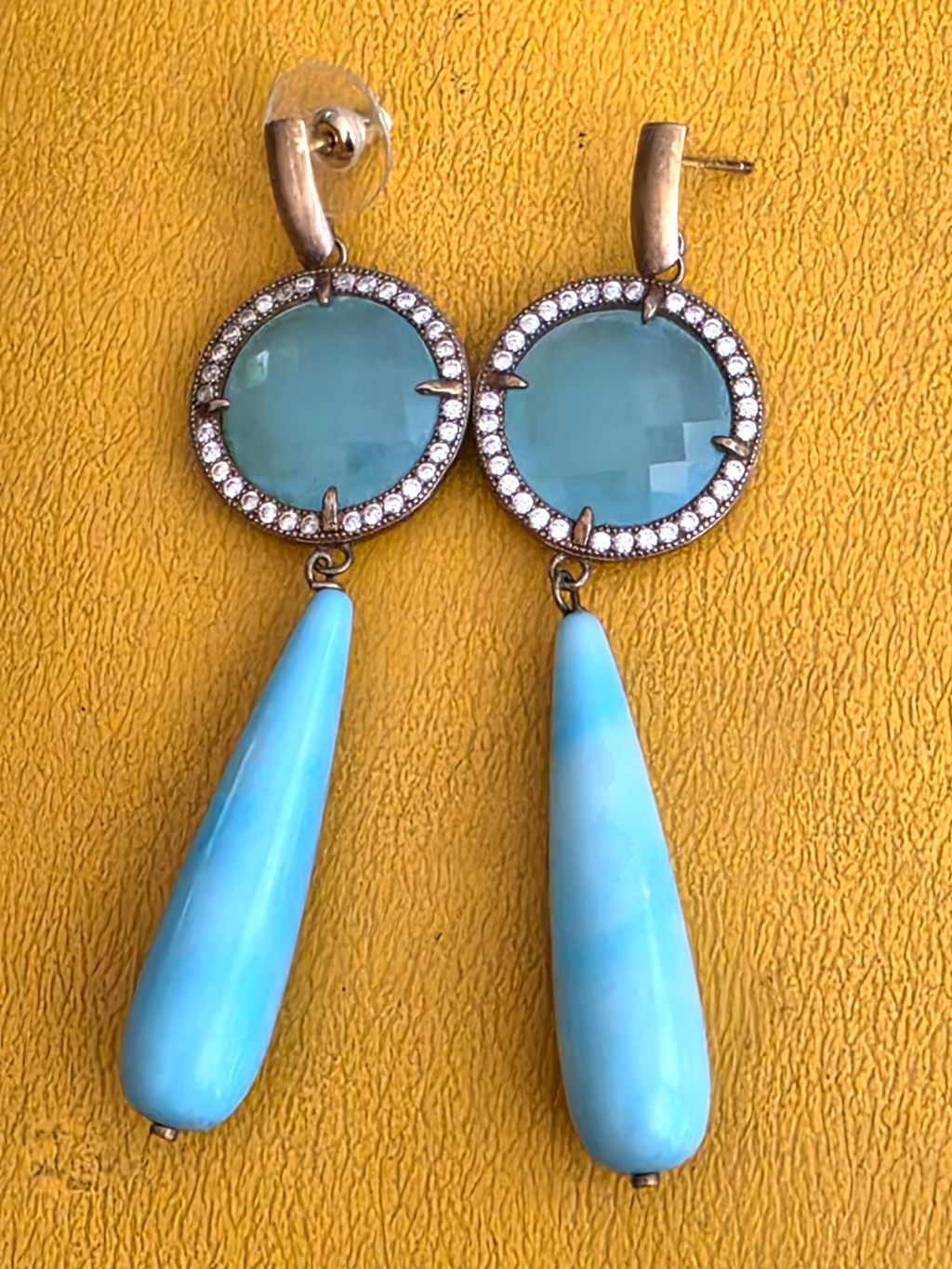 Pendientes Largos De Pata De Ley 925 sterling silver Tourquoise Earrings