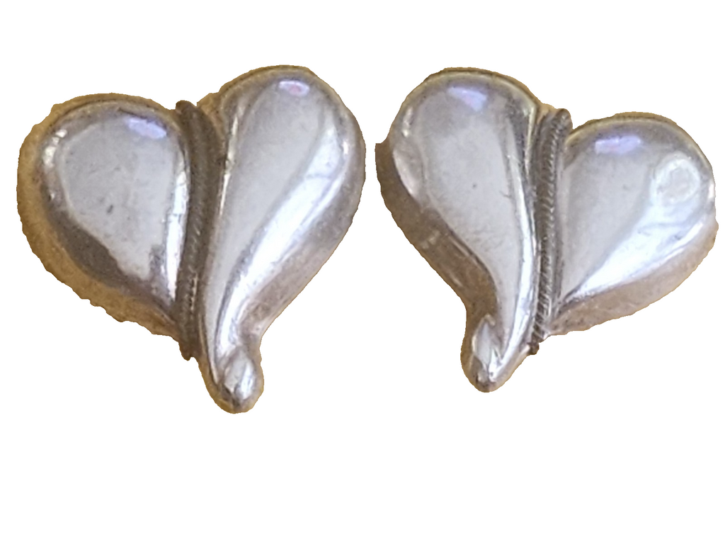 MEXICO 925 Sterling Silver  Vintage Dark Tone Love Heart Drop Earrings