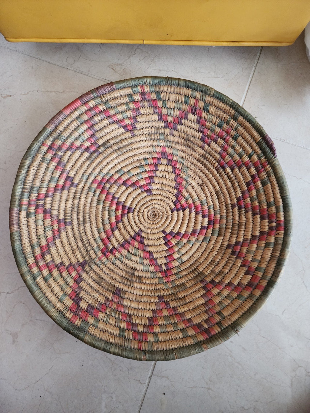 Vpintage African Hand Woven Natural Coil Palm Basket From Botswana