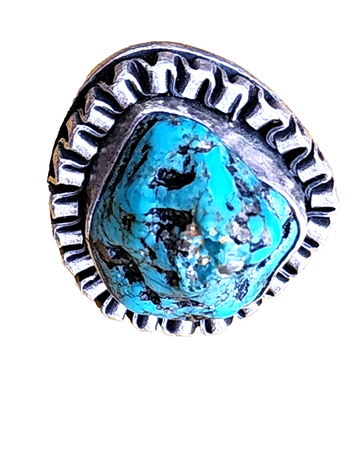 Vintage Natural Turquois Sterling Silver 925 Ladies Ring Size 9.5