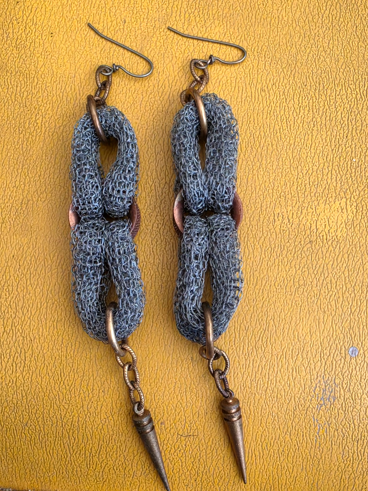 Erica Zap  Antique Brass & Gold Mesh Chandelier Earrings