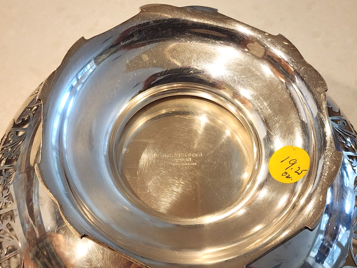 Emile Viner of Sheffield Footed Sterling Silver  Hand Pierced Fruit Bowl