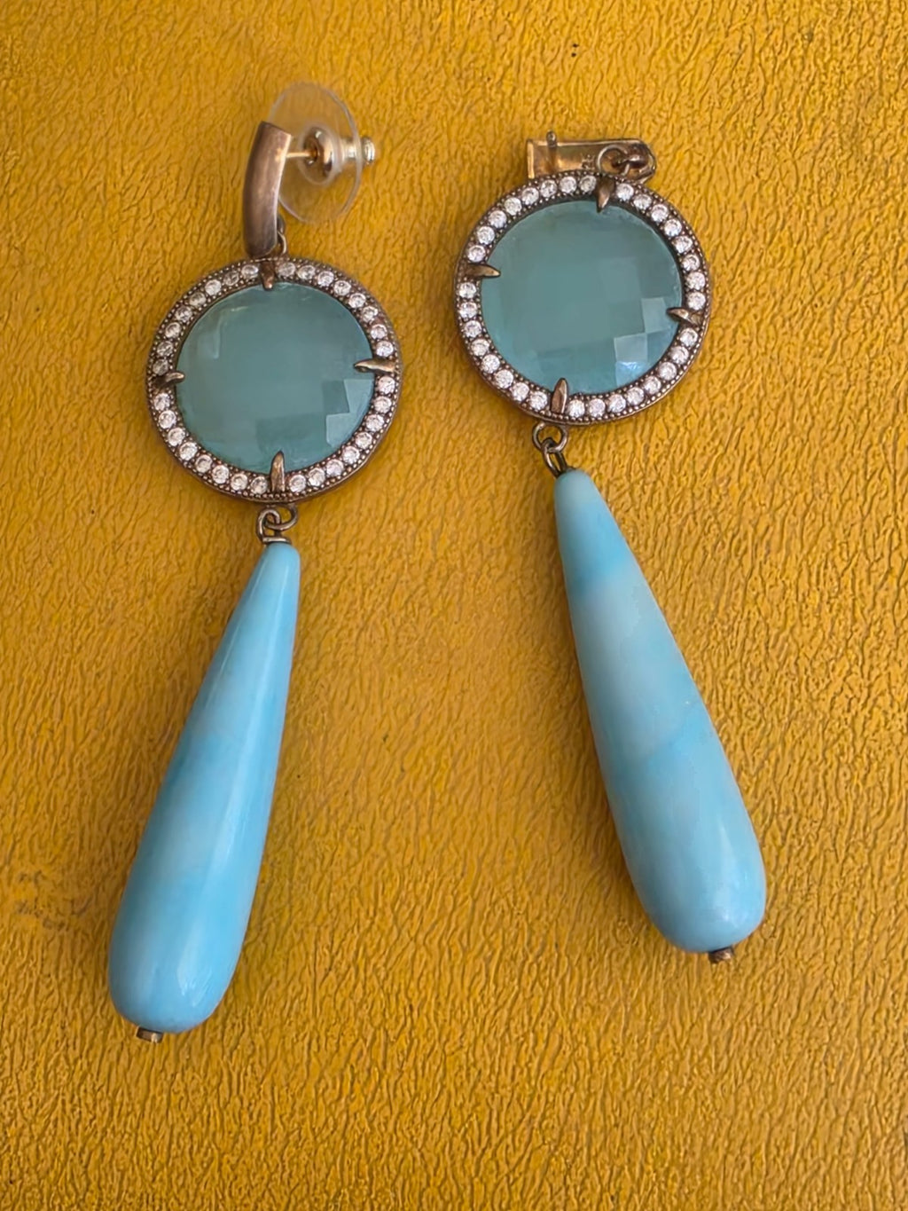 Pendientes Largos De Pata De Ley 925 sterling silver Tourquoise Earrings