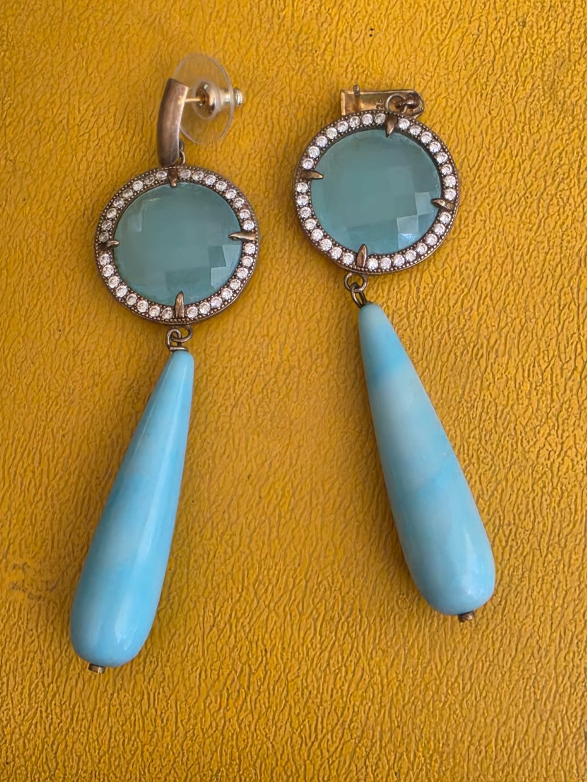 Pendientes Largos De Pata De Ley 925 sterling silver Tourquoise Earrings