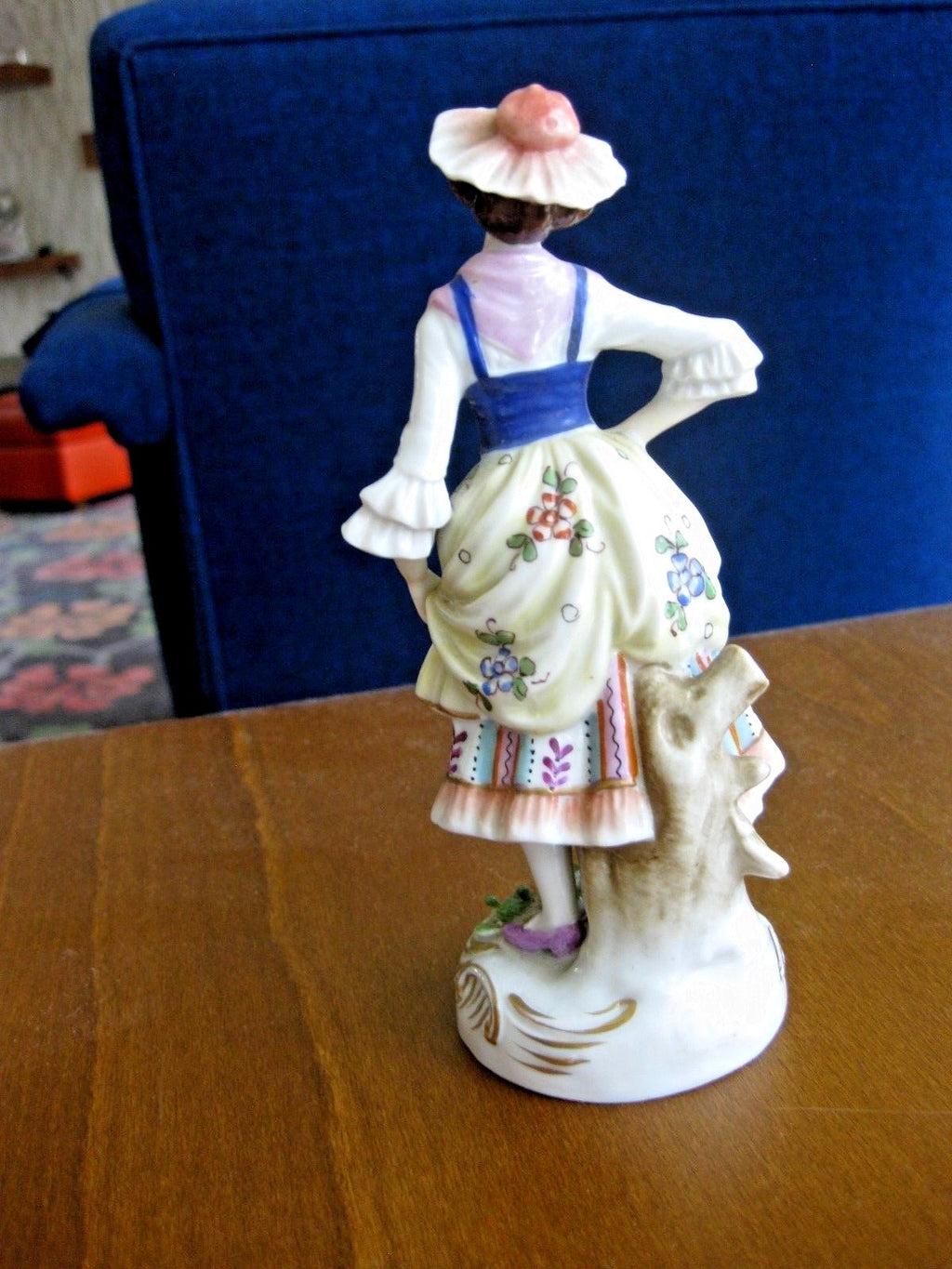 Antique German Porcelain Man Figurine Holding Bouquet of Flowers