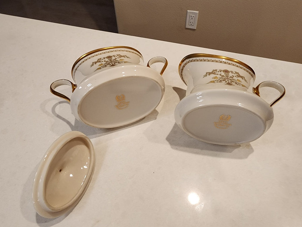 Discontinued Lenox Castle Garden Cream And Lidded Sugar