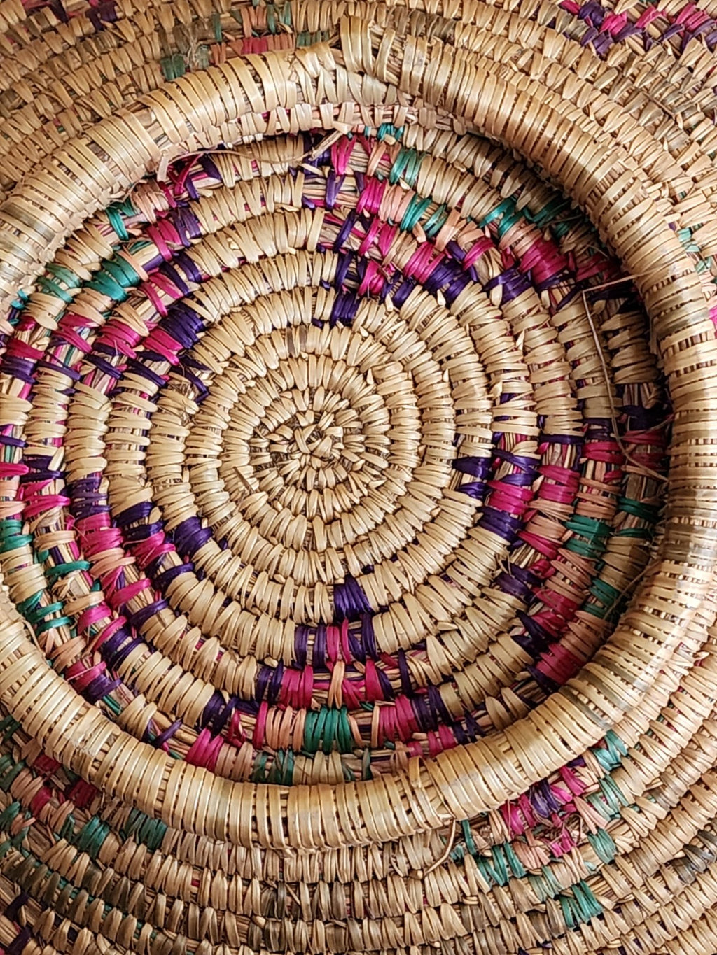 Vpintage African Hand Woven Natural Coil Palm Basket From Botswana